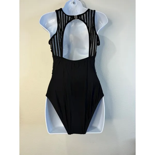 Cupshe Black High Neck Mesh Back One Piece Swimsuit CAA12E4E092AA Womens Medium - Image 4