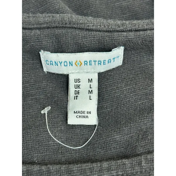 Canyon Retreat dark grey linen blend midi dress medium modest - Image 4