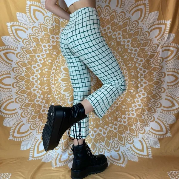 Anthropologie Plaid Kick Flare Cropped Pants - Image 2