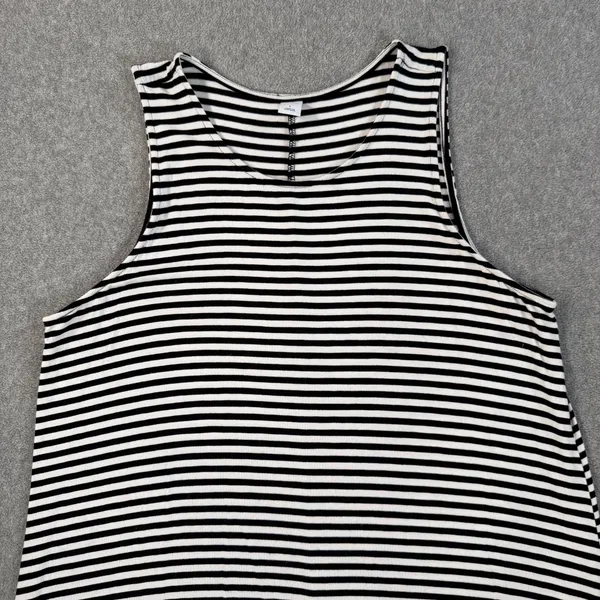 Old Navy Women's Large Black White Stripe Tank Dress Casual Sleeveless Swing - Image 3