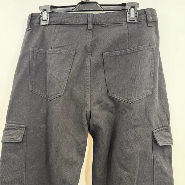 Cider Alessia Cargo Jeans L Black High Rise Wide Leg Y2K Utility NWT - Image 5