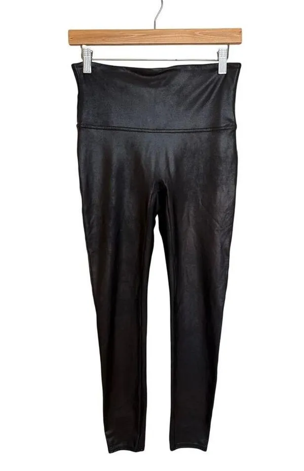 Spanx SPANXshape™ Faux Leather Leggings Women’s Size L Black Compression 2437 - Image 5