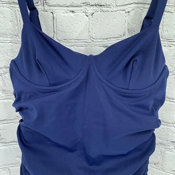 SKIMS Sculpting Ruched One-Piece Women's L Midnight Blue Swim Dress Vacation - Image 2