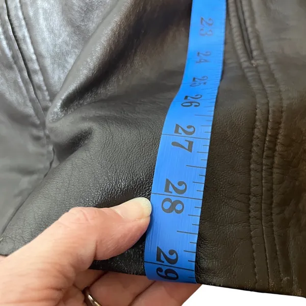 Leather Jacket‎ Belted Zip Front Mid Length Colebrook Black Women L - Image 8