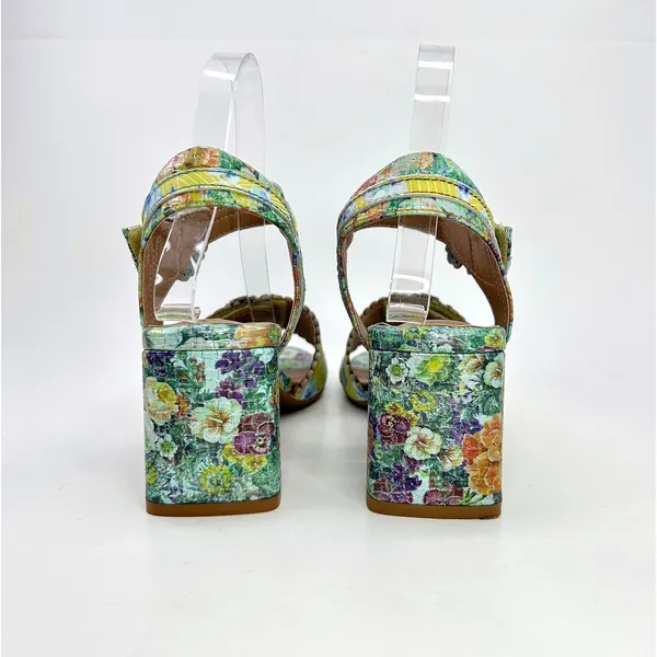 L'Artiste Spring Step Voguesh Floral Leather Block Heel Sandals 39 US 8.5 Boho - Image 9