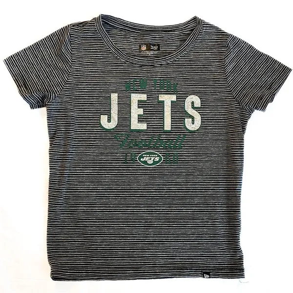 NFL New York Jets Tee Shirt | Grey & White Stripes, Short Sleeves - Image 3