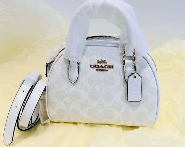 Coach Sydney Satchel In Signature Canvas Chalk/Glacier White NWT CA591. - Image 6