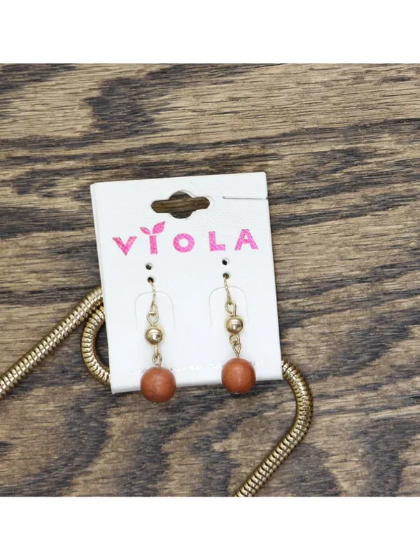 NWT Viola Statement Lariat Necklace & Dangle Earring Set Gold / Brown - Image 2