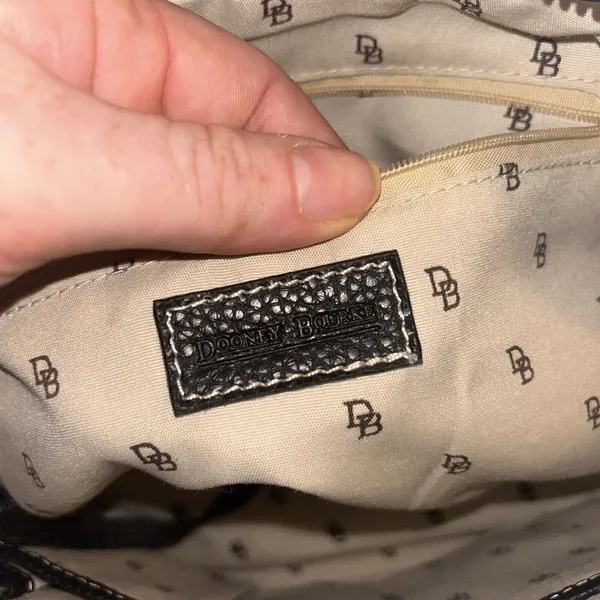 Vintage Dooney And Bourke Canvas And Leather Satchel Bag Two Front Buckle Pocket - Image 12