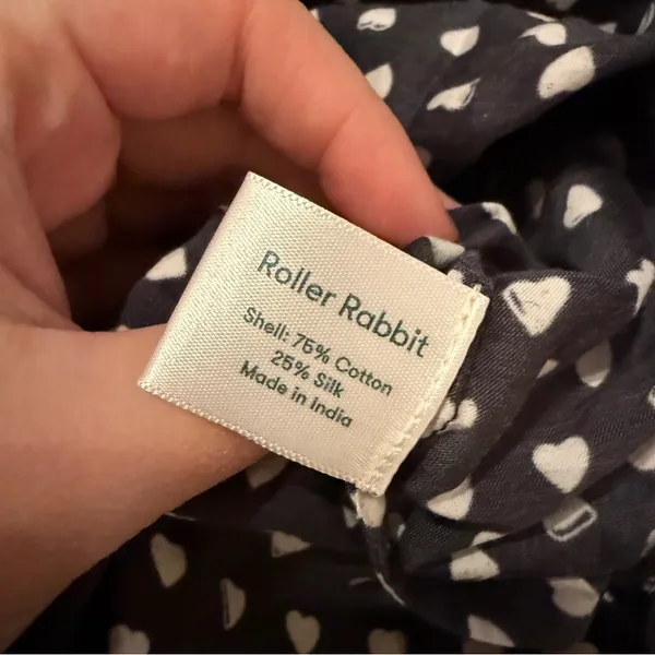 Lele Sadoughi x Roller Rabbit Black, White & Pink Heart Print Pajama‎ Set Sz L - Image 13