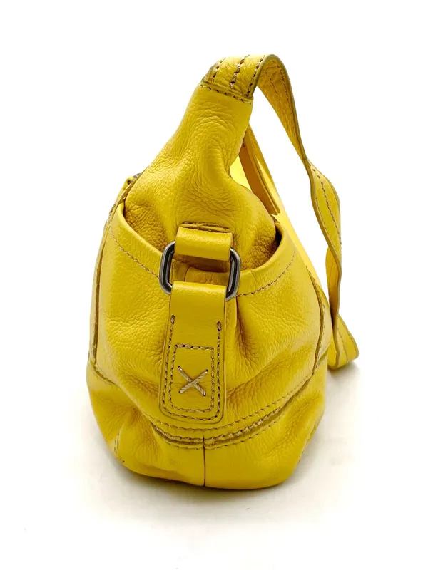 The Sak Kendra Hobo Shoulder Bag Mustard Yellow Leather Slouchy Zip Pocket Purse - Image 7