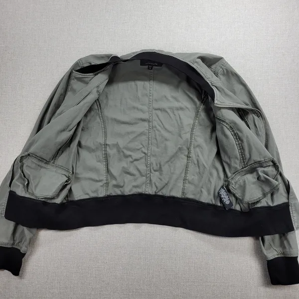 Sanctuary Womens Jacket Size M Olive Green Zip Up Military Twill‎ Bomber Crop - Image 9