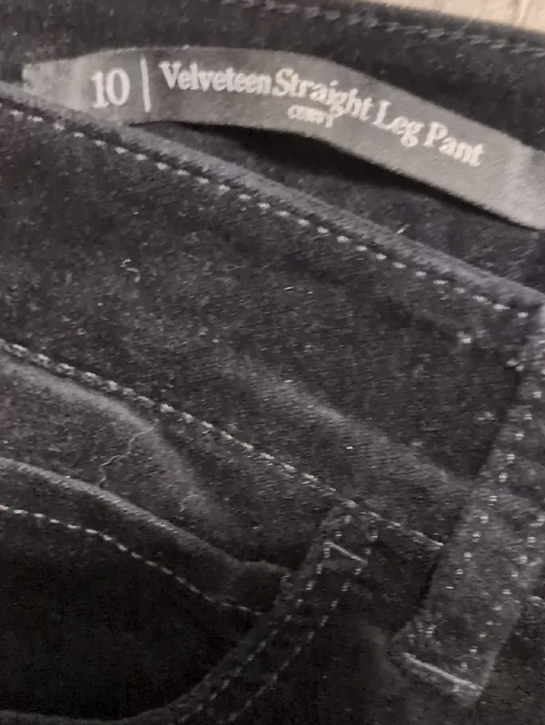 Talbots Black Velveteen Curvy Straight Leg Pants Size 10 - Image 3