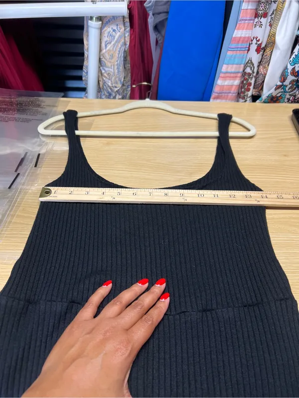Reformation‎ Black Ribbed Wide-Leg Jumpsuit with Tie Waist - Image 12