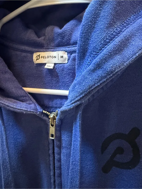 Peloton Blue Zip-Up Hoodie with Hood size M - Image 3