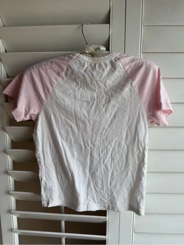 Dairy Boy Pink & White Raglan Graphic baby tee sz S - Image 3