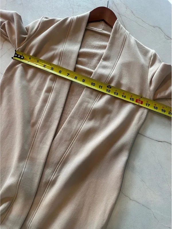 Beyond Yoga High Slits Fleece Long Duster Cardigan Sweater Beige Women’s XS - Image 10
