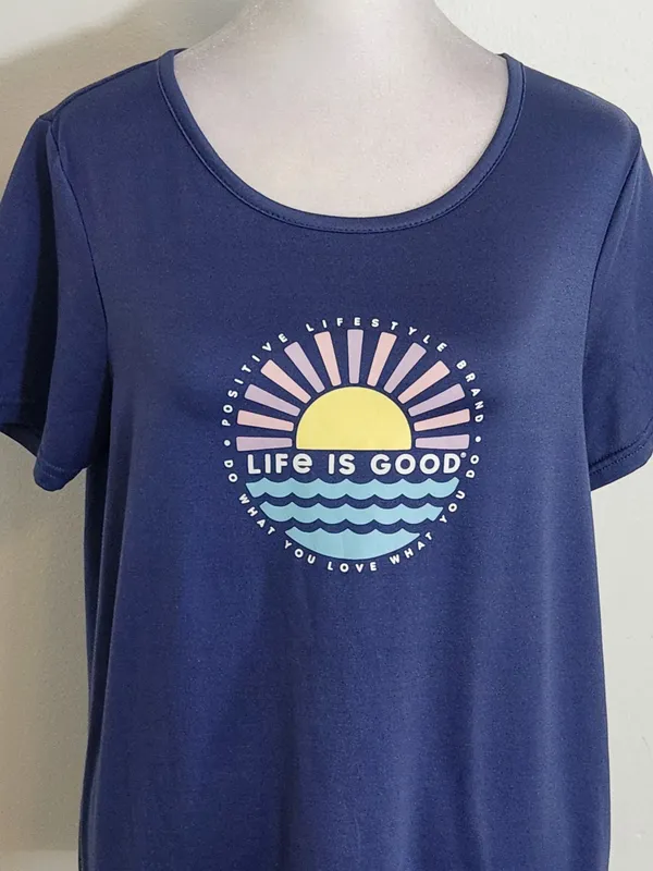 Life is Good Navy Graphic Short Sleeve Sleep Tee Size Small - Image 2