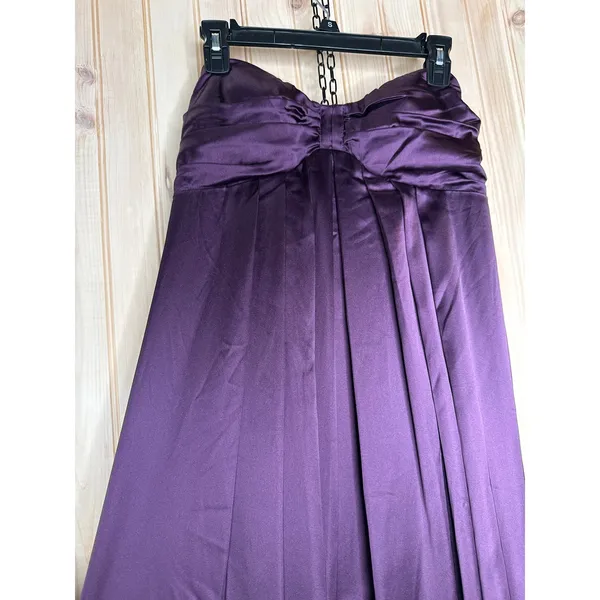 NWT Lulus Memorable Entrance Dark Purple Strapless Satin Maxi Dress Banquet Sz L - Image 3