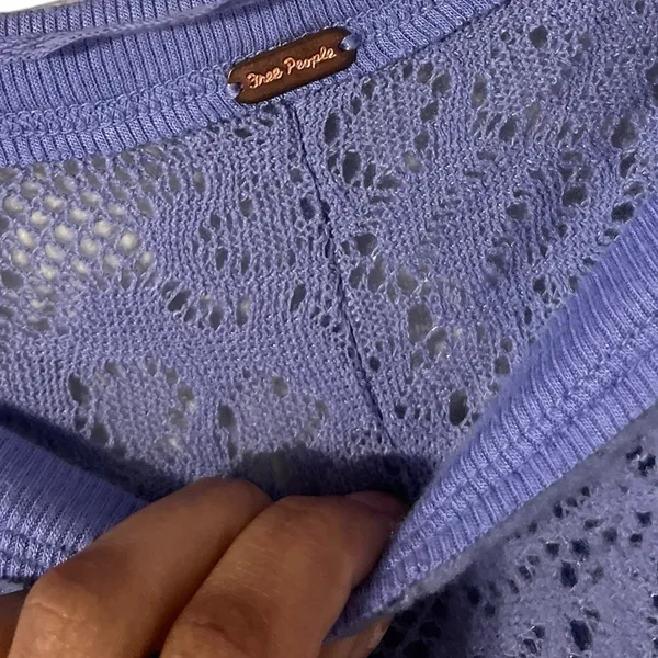 FREE PEOPLE Purple Glacier Not Cold In This Top Lilac Lace Pullover Top Crew - Image 6