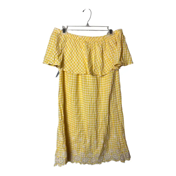 Old Navy Yellow and White Gingham Off Shoulder Dress Size Medium New with tag - Image 7