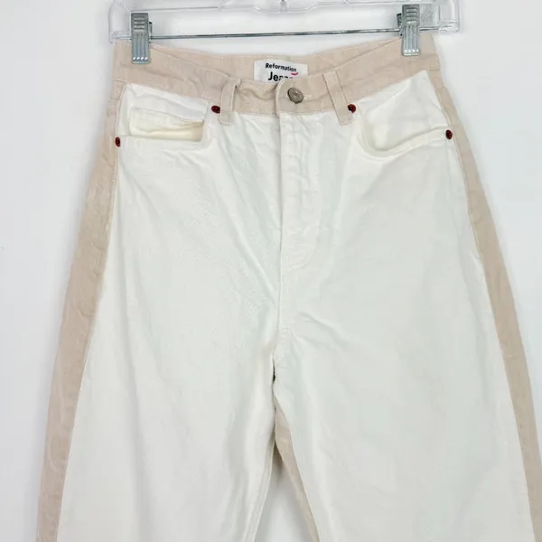 Reformation Sandy Tonal Reworked High Rise Relaxed Straight Jeans Size 25 GUC - Image 3