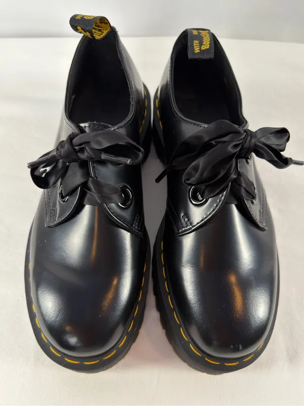 Dr. Martens Holly Women's Leather‎ Platform Shoes in Black Size 9 - Image 3