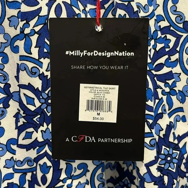 New Milly for Design‎ Nation floral skirt blue white unlined side zipper medium - Image 9