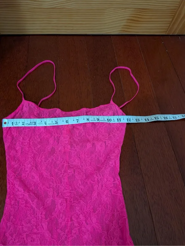 Skims Hot Pink Lace Maxi Slip Dress Size Small - Image 5