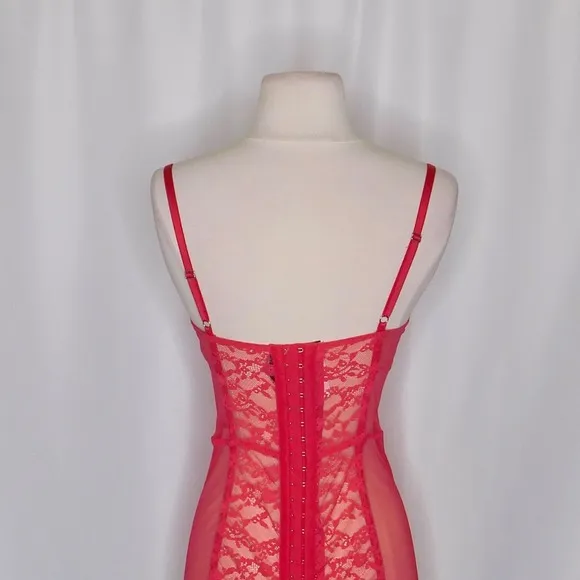 VICTORIA'S SECRET Barbie Hot Pink Lace Corset Bustier Garter Lingerie 34C‎ - Image 7