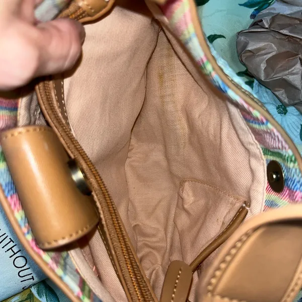 Fossil Woven Look Leather Trim Shoulder Bag Purse - Image 4