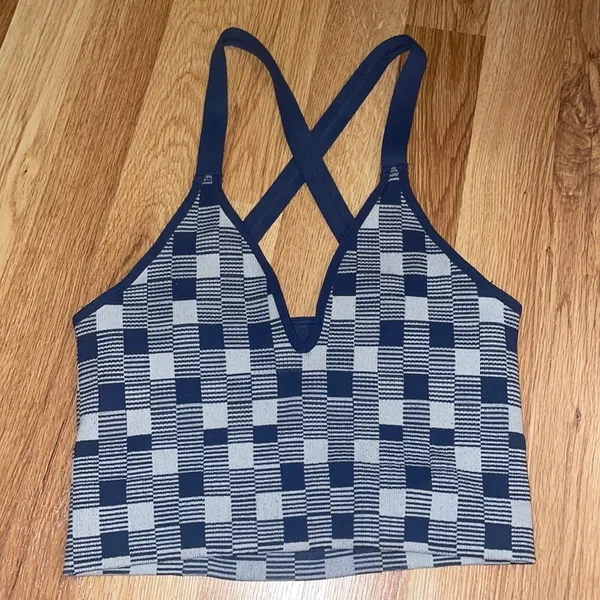 FP Movement Blue Checkered Cropped Tank Size M/L - Image 3