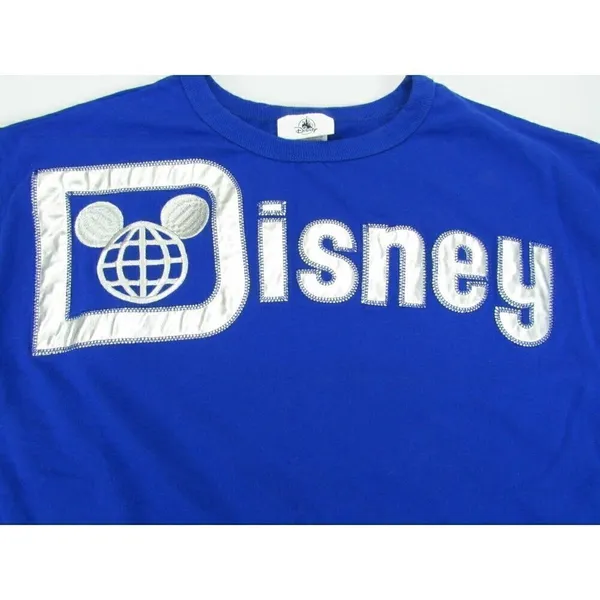 Spirit Jersey Walt Disney World Blue Womens Medium Shirt‎ Long Sleeve Silver Spellout - Image 3