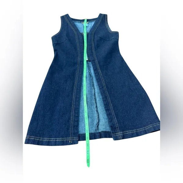 Vintage 90s Y2K Fetish Dark Blue Denim Zip Front Longline Top Size Small - Image 4