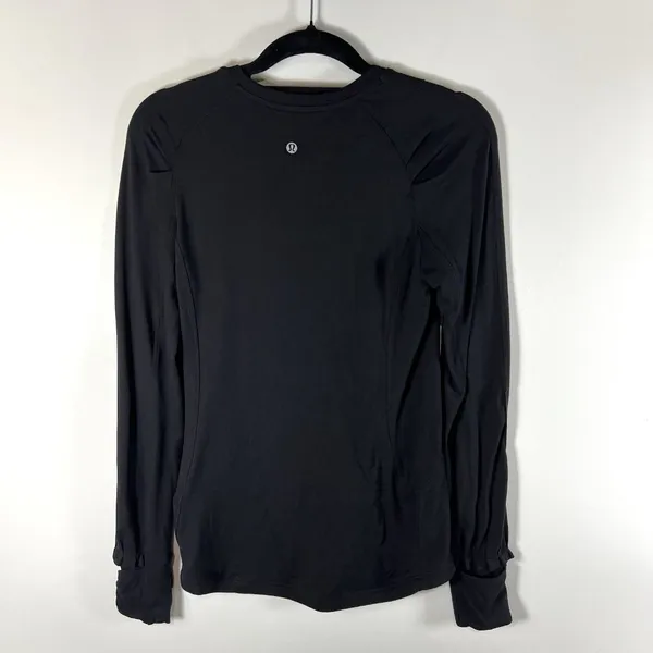 Lululemon Women's Extra Mile Rulu‎ Crew Neck Long Sleeve Top Black Size 6 Yoga - Image 4