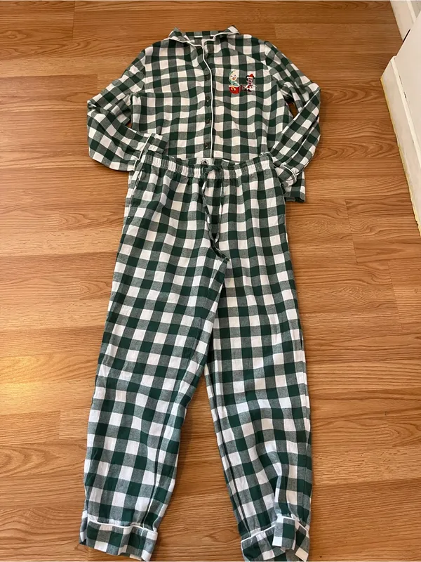 Disney Green and White Buffalo Check Women's Pajama Set - Image 2