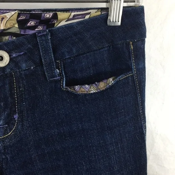 Miss Me Dark Blue Flair Wide Leg Low Rise Jeans 27 - Image 7