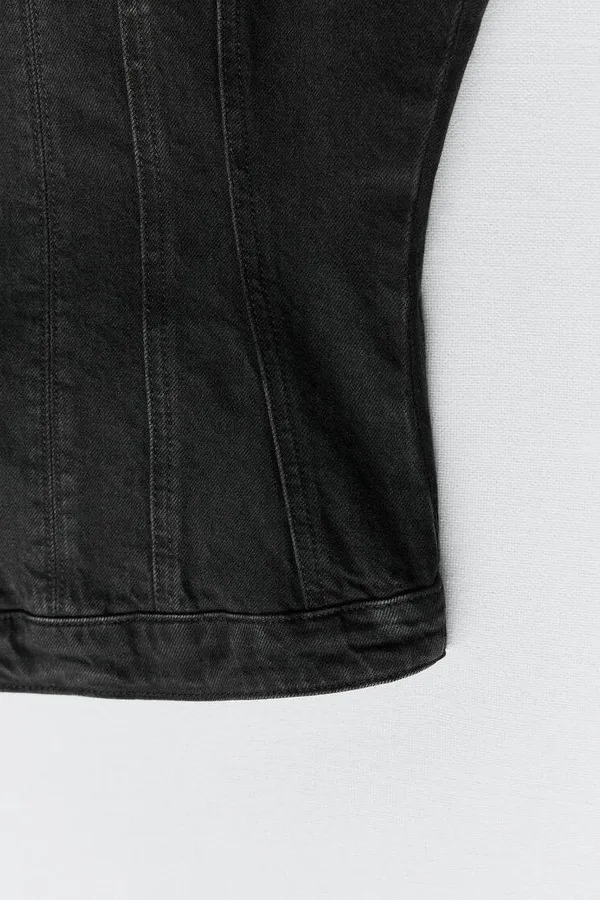 Dress Mini Denim Bandeau Jeans Black Tailored - Image 6