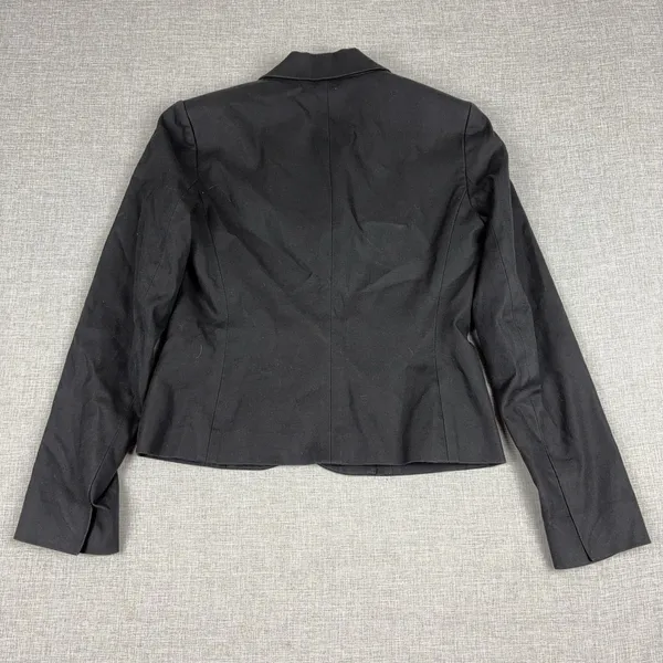 Theory Blazer Womens 2 Black Cotton Stretch Two Button Short Lined Jacket - Image 8