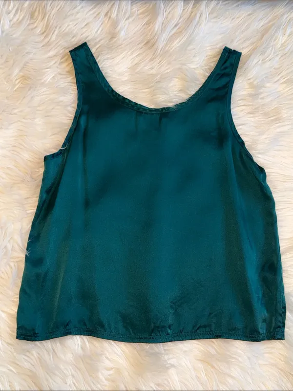 VICTORIA'S SECRET Gold Label Vintage Silk Camisole Emerald Green S Quiet Luxury - Image 2
