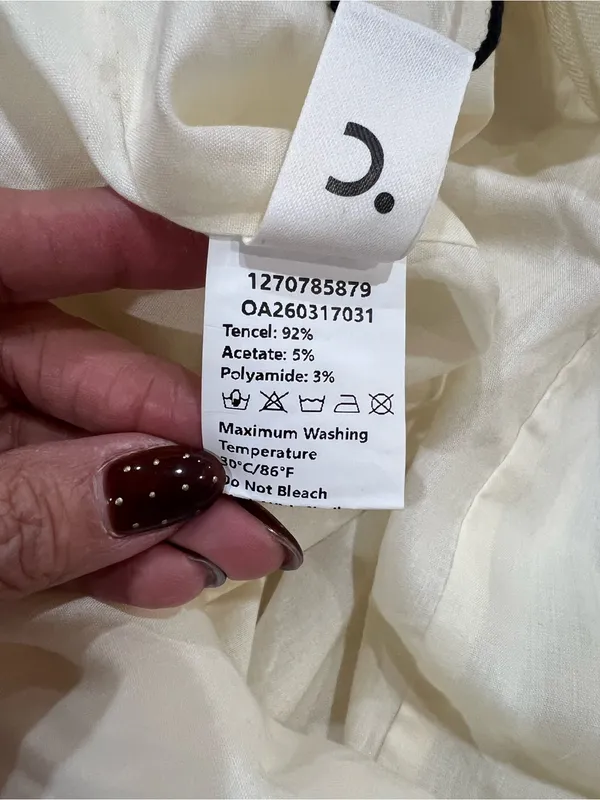 Commense Off White Tencel Ruched Waist Wide Leg Jumpsuit M NWT - Image 8