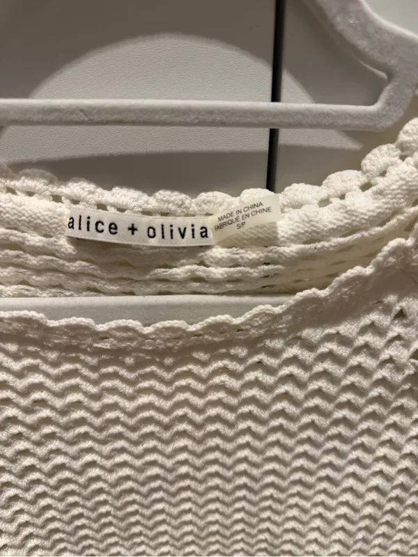 Alice + Olivia Cream Open-Weave Knit Crop Top - Image 3