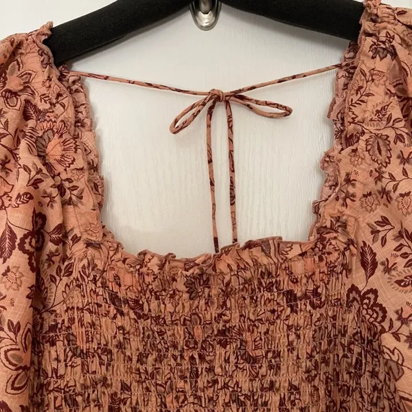 Free People Smock It To Me Mini Dress Women's‎ Size Medium Apricot Combo NWT - Image 5