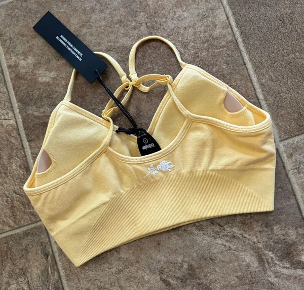 PacSun Civil Regime Pastel Yellow Kelly Seamless Bra Small - Image 6