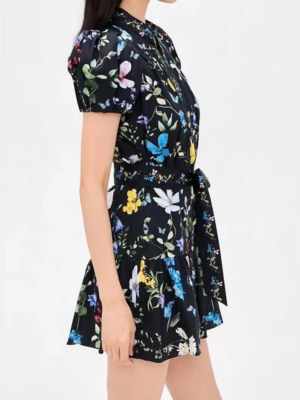 Alice + Olivia Cora Mini Shirt Dress in Twisting Vines Black XS - Image 6