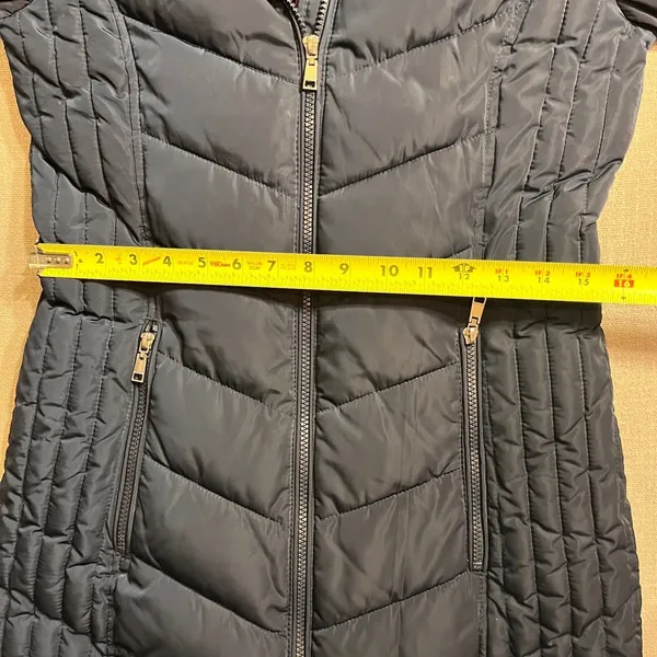 Tommy Hilfiger Women Puffer Coat Navy Blue Faux‎ Fur Hood Winter Warm XS - Image 4