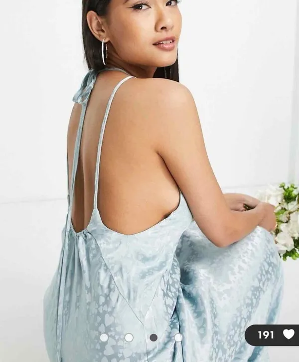 Topshop Heart Jacquard Satin Slip Maxi Dress Blue Size 14 - Image 6