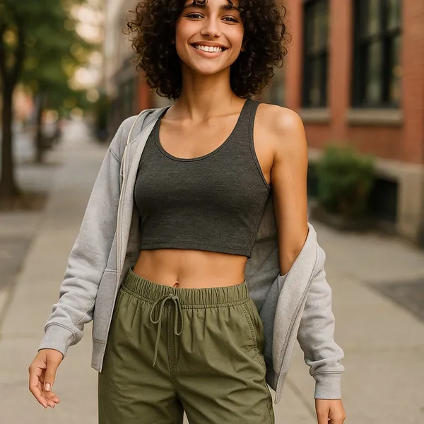 aerie‎ Offline Recharge Sports Bra Olive Green Spacedye Space Dye Longline S - Image 2