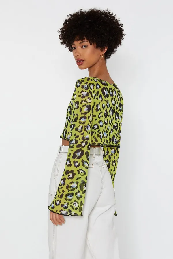 Nasty Gal Leopard Mesh Top - Image 2