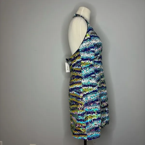 Nasty Gal- Premium Marble Sequin Asymmetric Mini Dress - Image 6